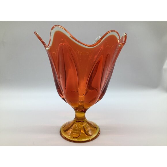 Viking Vintage 6 Pedal Amberina Vase MCM Collectible Art Glass 9 Inches Tall - Picture 4 of 12